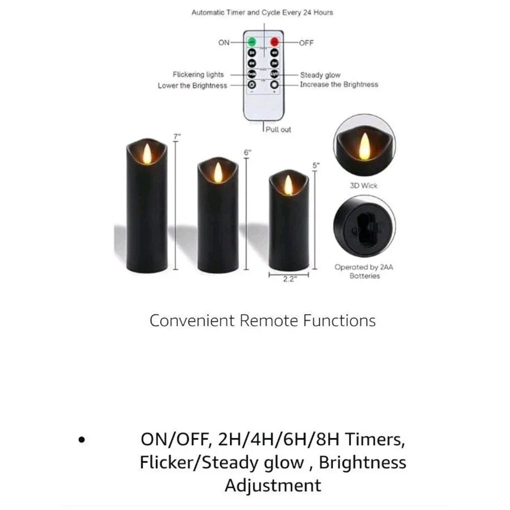Black flameless candles with remote control